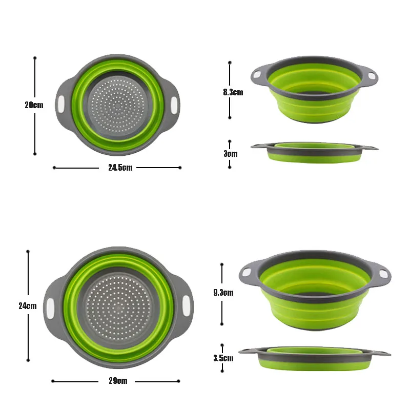 2 шт./набор Складная Силиконовая дуршлага кухонные овощные Фрукты круглые