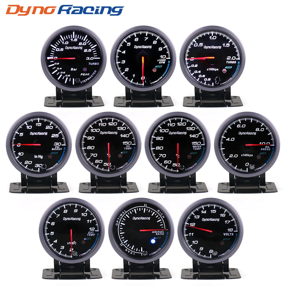 

Dynoracing 2.5'' 60MM White /Amber lights Oil pressure Water temp Oil temp Voltage Turbo Boost Exhaust gas temp gauge Car meter
