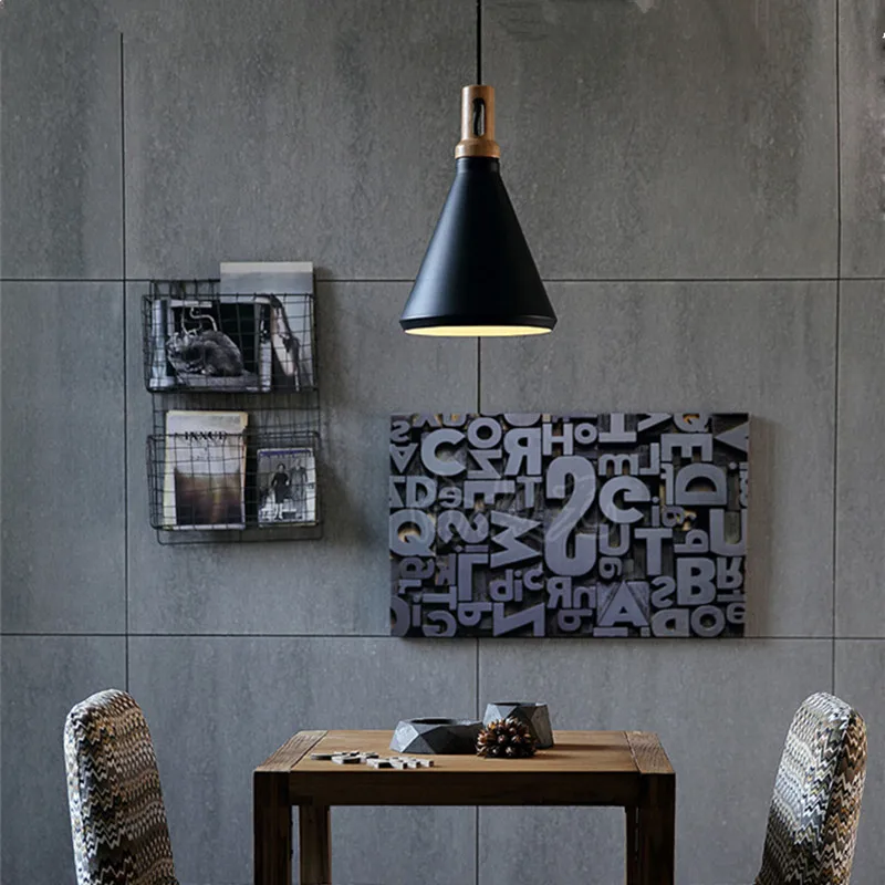 Деревянный подвесной светильник s винтажная черная фотолампа для щения