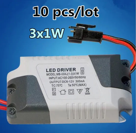 10 шт./лот Светодиодный драйвер 1 3 Вт AC85 265V DC 300 мА осветительный трансформатор для