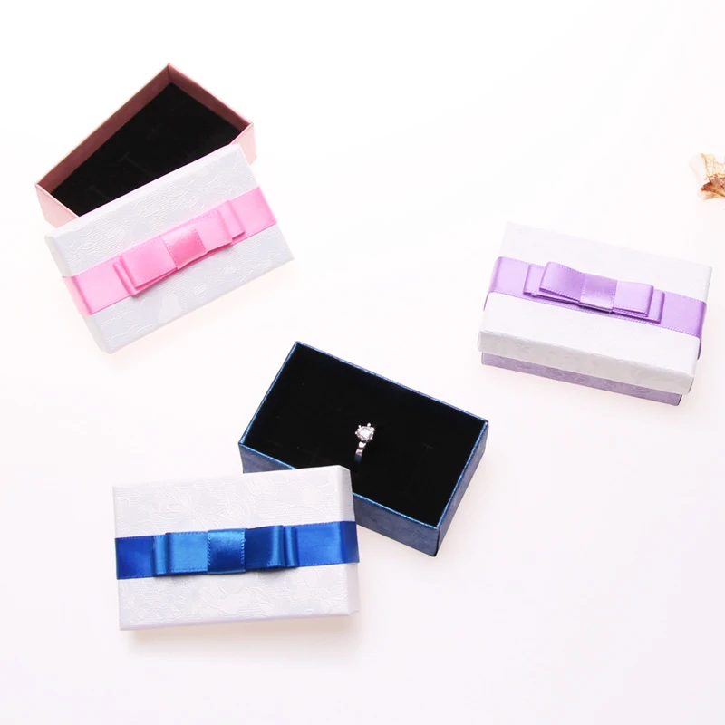 

10pcs New Gift Boxes For Jewellery With Bowknot 5x8x3cm Ring Earring Stud Jewelry Boxes And Packaging Necklace Boxes With Sponge