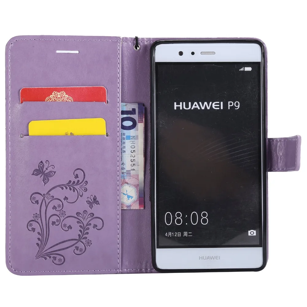 Для Huawei P9 Lite mini чехол для 2016 P9Lite 2017 искусственная кожа 3D тисненый бабочка телефона