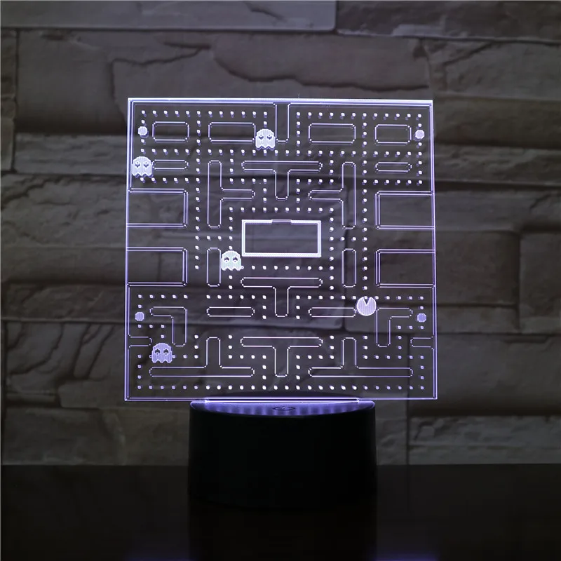 USB 3D светодиодный ночной Светильник Pac человек ангельские глазки многоцветная RGB декоративный светильник для мальчиков для малышей и детей постарше, футболка подарки игра Pacman настольная лампа прикроватный 2416