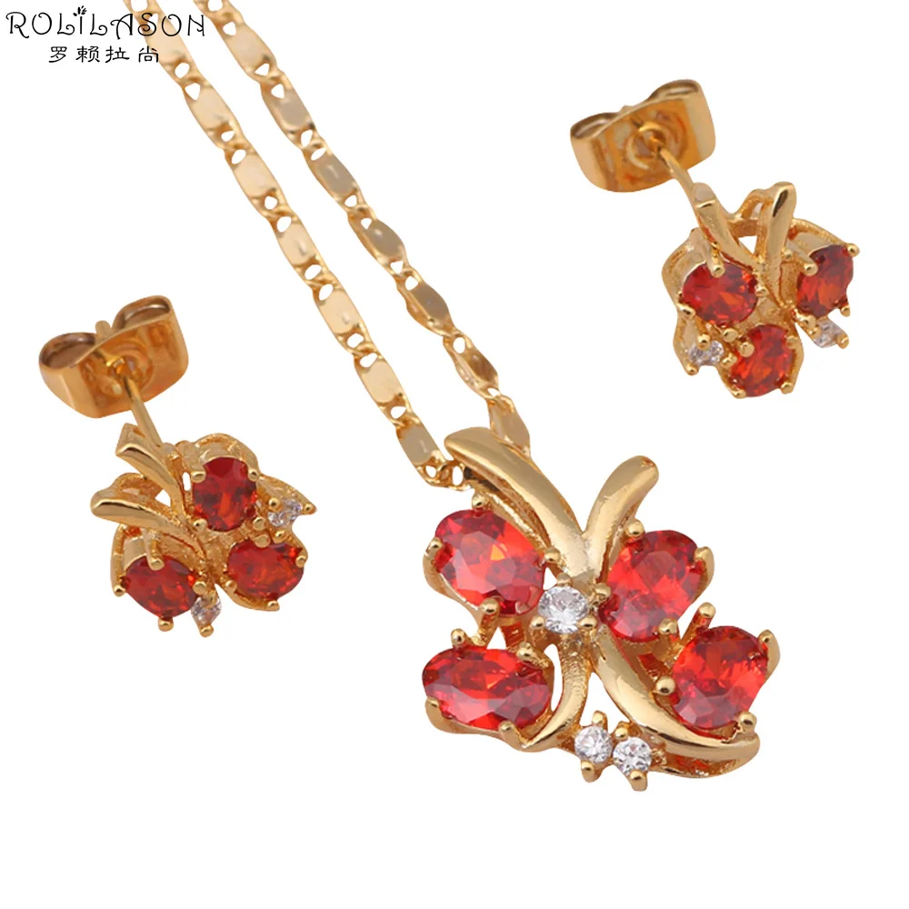 Летающий Buttefly серьги золотые тона Цепочки и ожерелья Модные украшения Наборы для