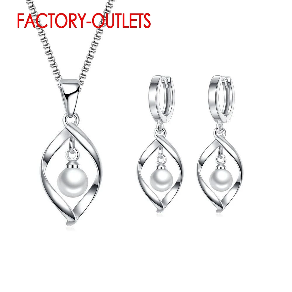 

925 Sterling Silver Bridal Jewelry Sets Trendy Fashion Jewelry Pearl Women Girls Engagement Anniversary Wholesale