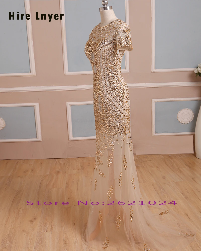 Najowpjg новые специальные Vestido Festa шампанское тюлевые Формальные платья блестящие жемчужины бисером Кристалл Благородные Вечерние платья Длинные
