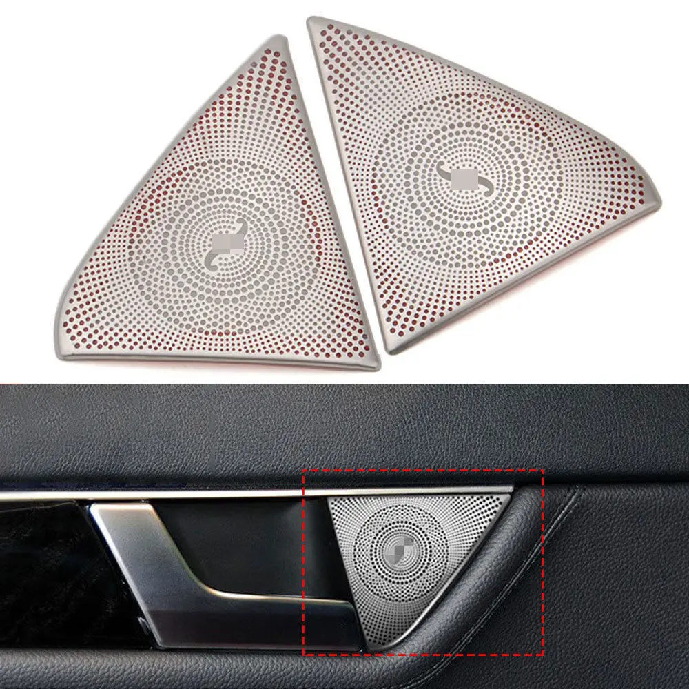 

2pcs Stainless Car Interior Rear Door Stereo Speaker Frame Cover Trim Decal For Mercedes Benz C class W204 2008-2014 Car Styling