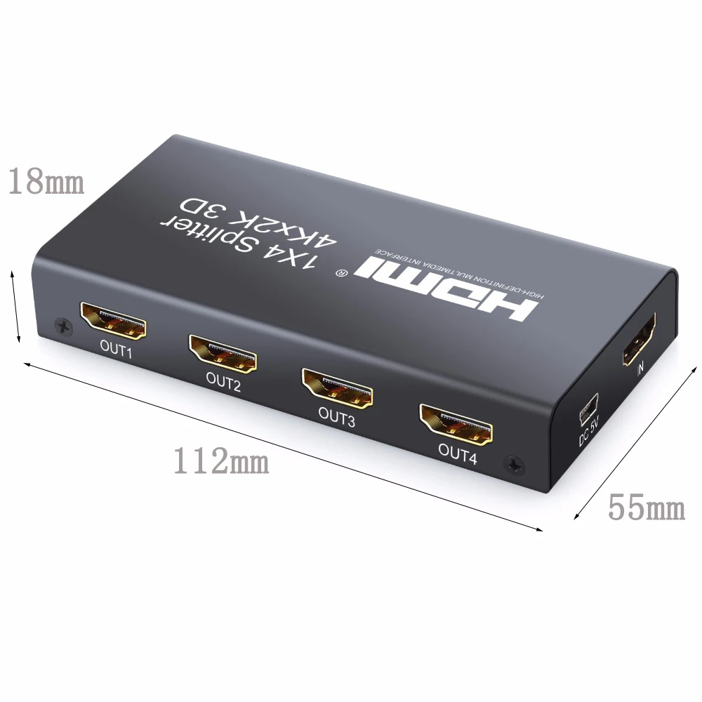 LiNKFOR 1 × 4 HDMI сплиттер Поддержка 4K x 2K 3D вход выходной адаптер DTS HD/Dolby trueHD/LPCM7.1/DTS
