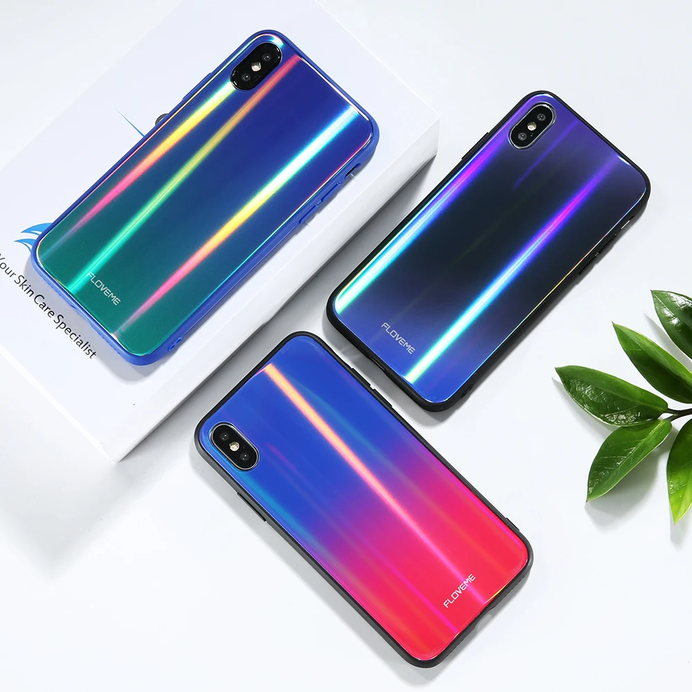 Роскошный чехол для телефона iPhone X 10 силиконовый градиент Красочные закаленное