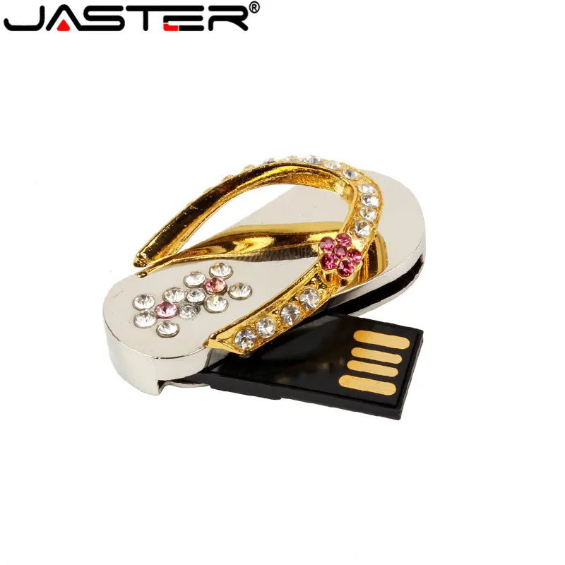 JASTER/тапочки с металлическими кристаллами, флешка с usb-накопителем, флешка, флешка, 4 ГБ, 8 ГБ, 16 ГБ, 32 ГБ, 64 ГБ, Подарочная обувь для красоты для девочек