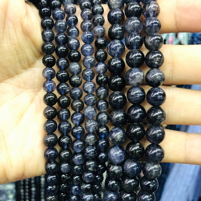Бусины Из Натурального иолита гладкие круглые бусины из натурального камня 4 мм 6