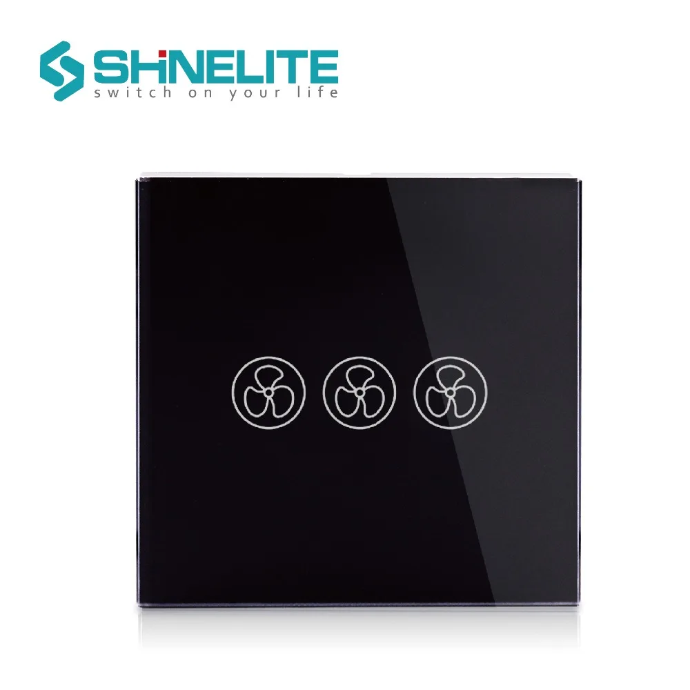SHINELITE EU Touch Screen Fan Switch Speed Regulation Crystal Glass Panel AC 110~240V Home Wall | Обустройство дома