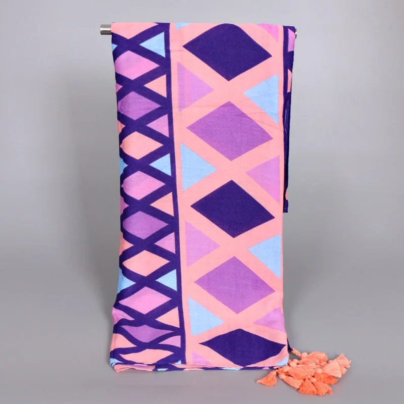 Женский шарф с геометрическим принтом 5 шт./лот модные хлопковые шарфы кисточками