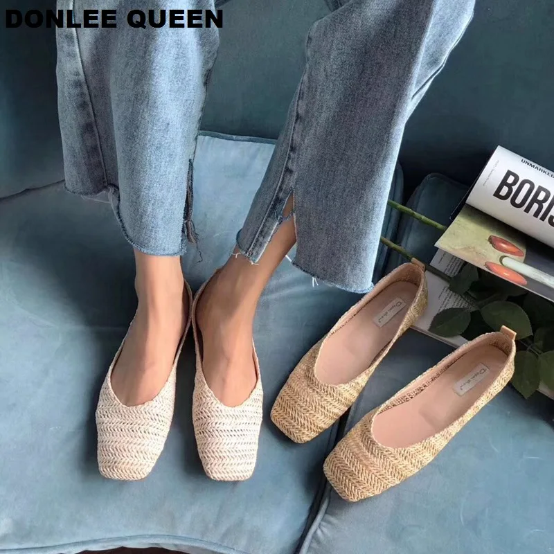 DONLEE QUEEN/женские балетки на плоской подошве модные плетеные летние туфли с