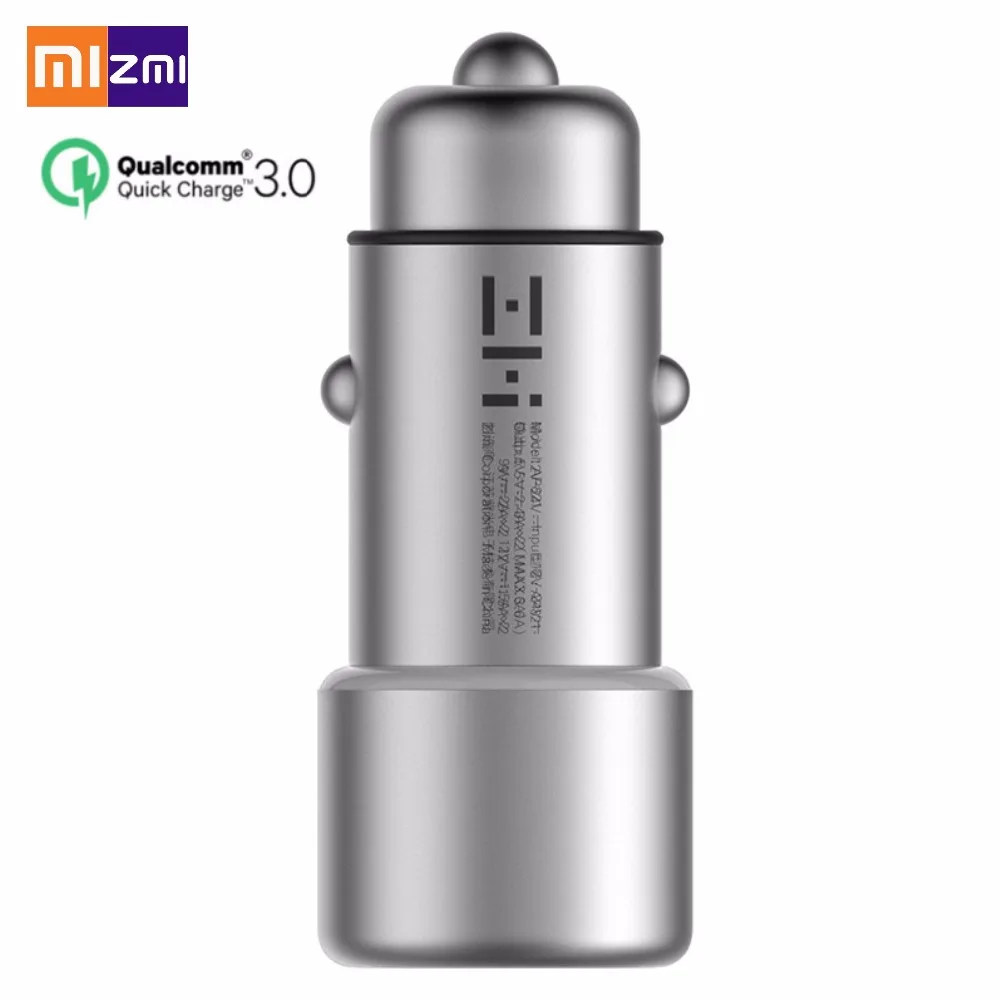 Быстрое Автомобильное зарядное устройство Xiaomi ZMI металлическое белое QC 3 0