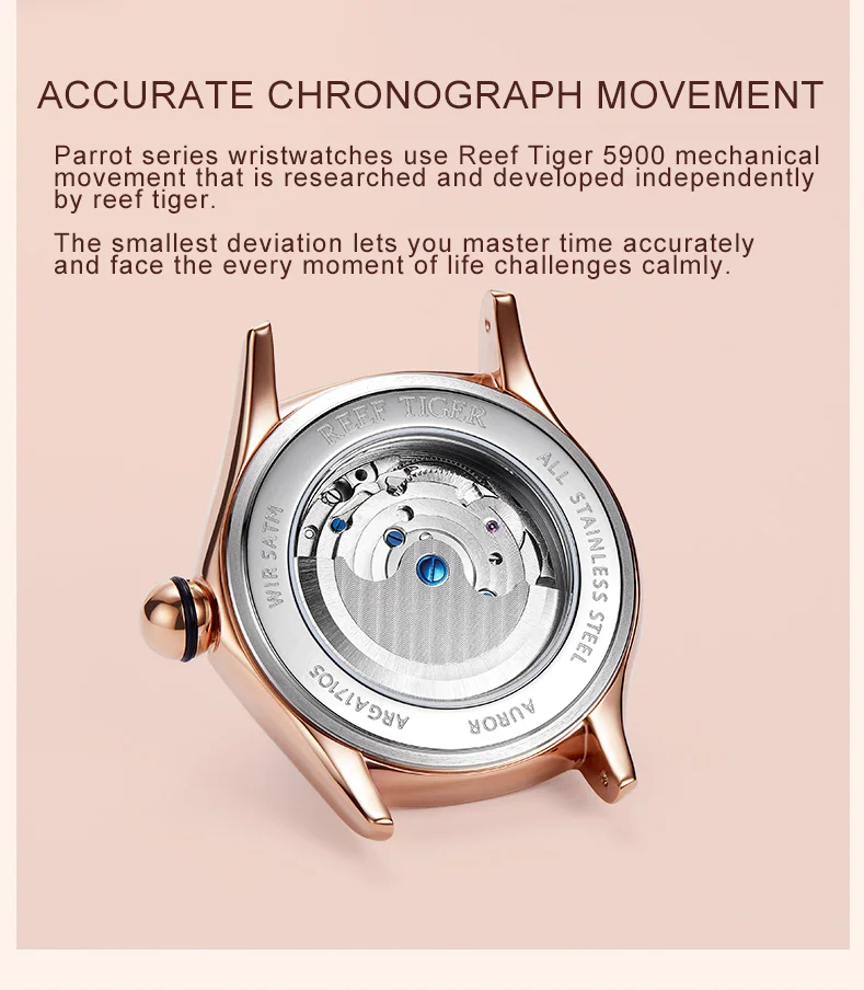 Reef Tiger/RT лучшие брендовые модные часы Reloj Mujer женские automatic Tourbillon кожаные модельные Часы Relogio Feminino RGA7105