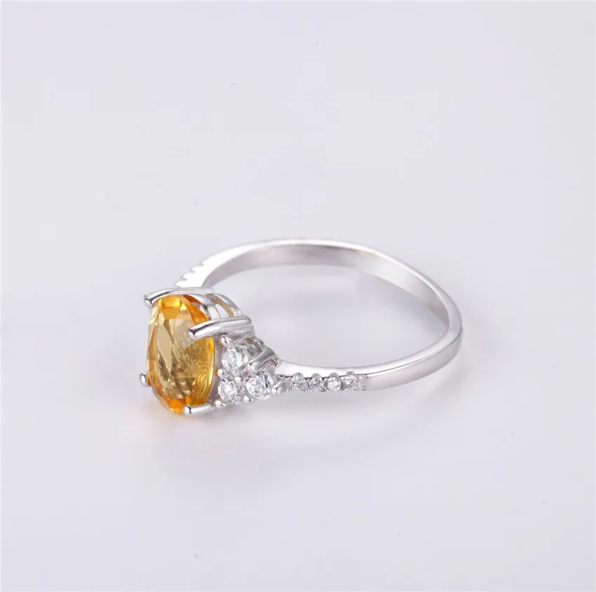Almei 1.2ct натуральный цитрин камень для рождения, солитер Кольцо Настоящее серебро 925 пробы новые ювелирные украшения для женщин с коробкой 10% CJ012