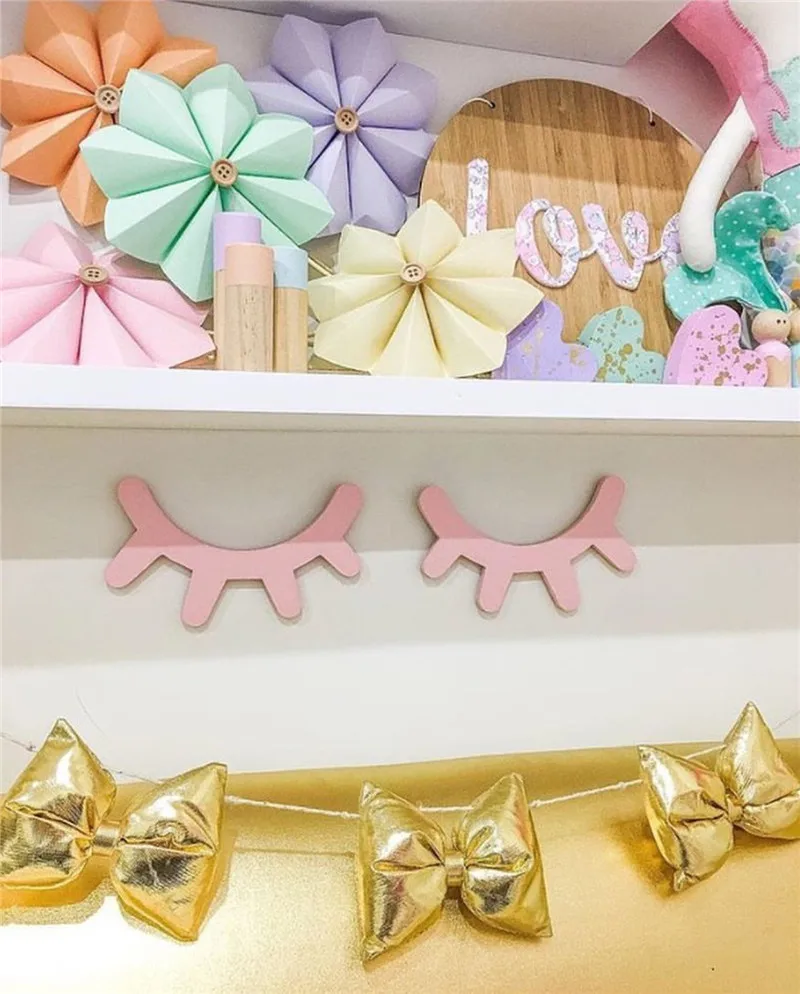 INS Nordic Macaron Color Eyelash Decor Banner Newborn Baby Bedroom Decoration Bedding Bumpers Kids Party Kids Girls Room Decor