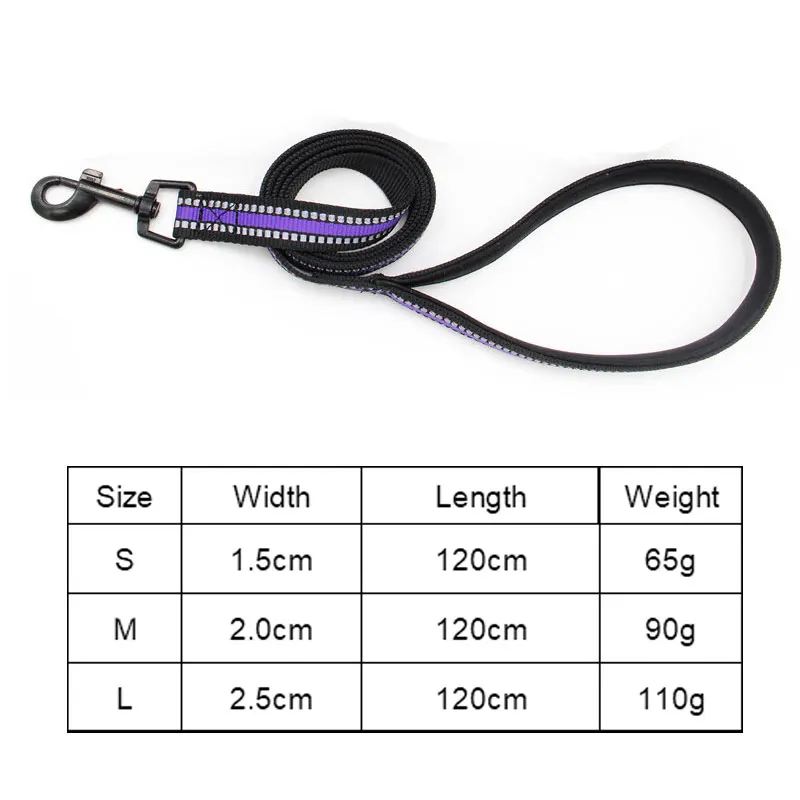 120cm Reflective Nylon Dog Leash safe Walking Running Training leads with soft lining rope for Pet | Дом и сад