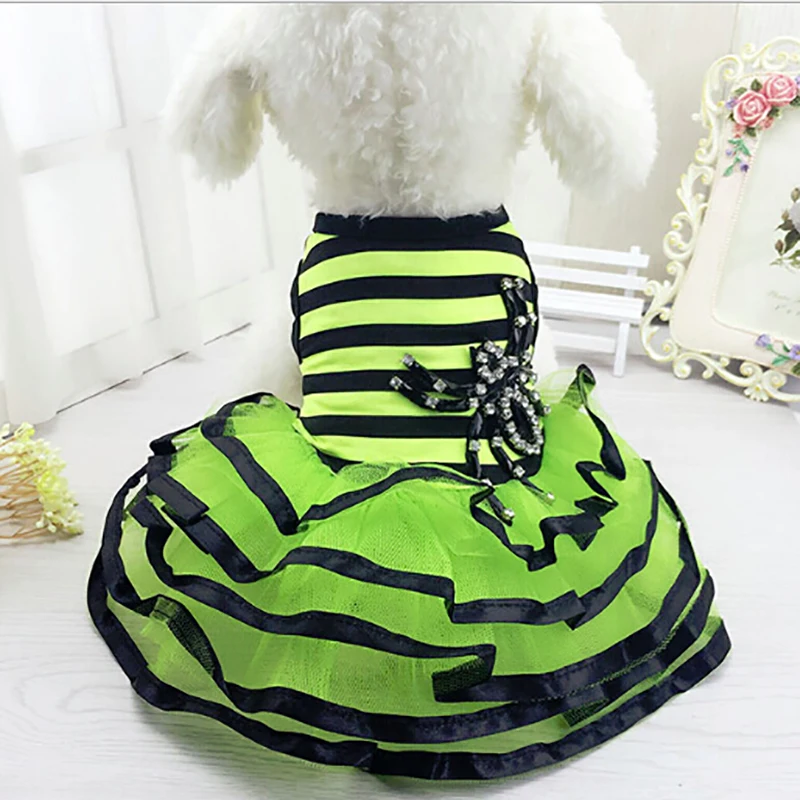 Милое платье принцессы для собак щенков свадебное кружевное одежда с бантом