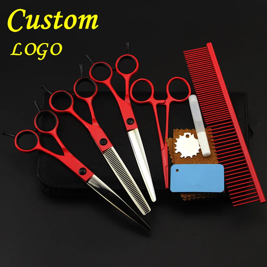 5 шт./комплект ножницы для стрижки и филировки собак 7 дюймов|barber scissors|hairdressing
