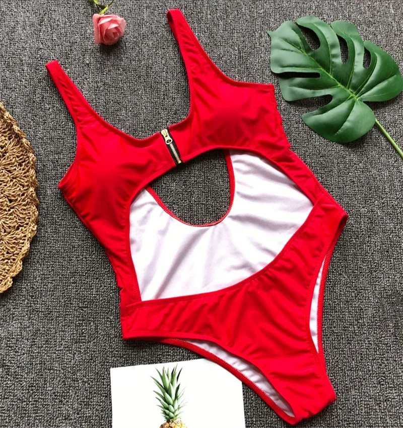 Сексуальный цельный купальник с высокой талией и вырезами пляжная одежда