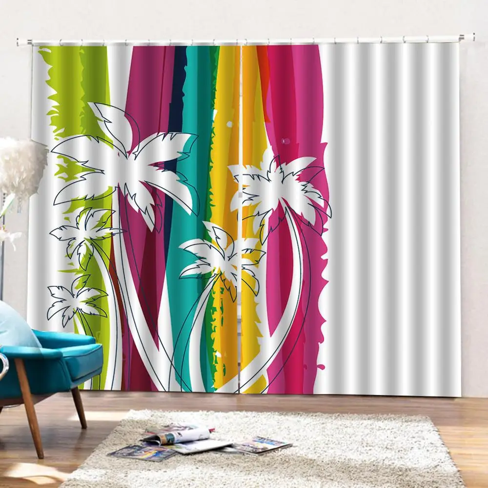 Роскошные 3D занавески на окна гостиной зеркальные затемняющие s радужные цветные