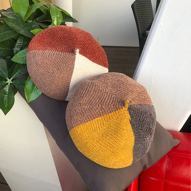 

Fashion Berets Autumn Winter Matching New Imitation Mohair Fur Beret Cap Korean Version Artist Cap Painter Hat Wild Pumpkin Caps