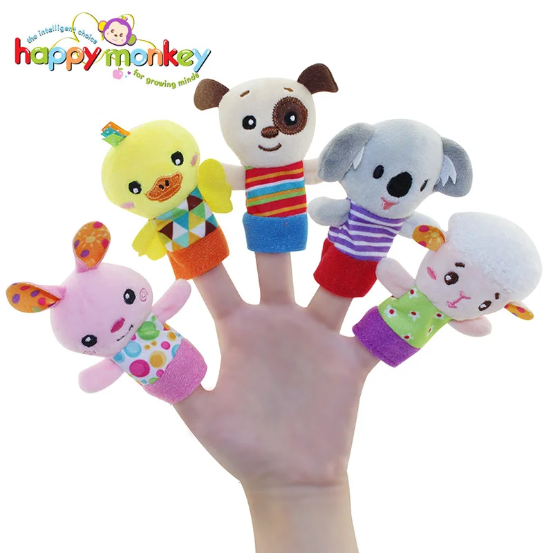 Happy monkey детские игрушки Пальчиковый кукольный набор мягкий милый плюшевый чучела кукла животные 5 шт. Обучающие Развивающие игрушки для детей подарок