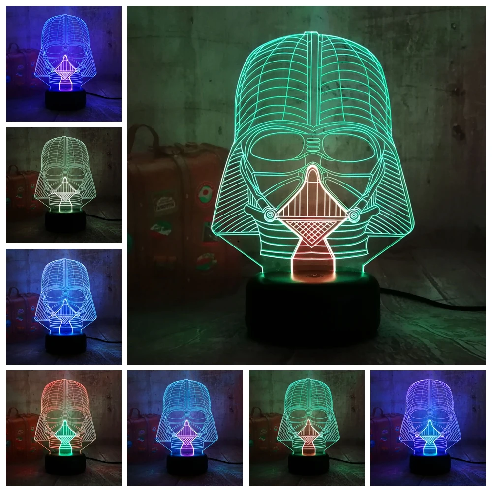 Новый Стиль из серии Звездные войны с Дартом Vade головка 3D RGB светодиодный Ночной