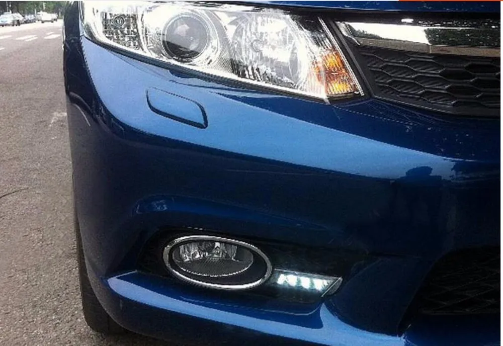 Автомобиль Габаритные огни Наборы для Honda Civic СИД DRL 2011- Civic 9th 9th светодиодный фонарь крышка Рамки с белый свет