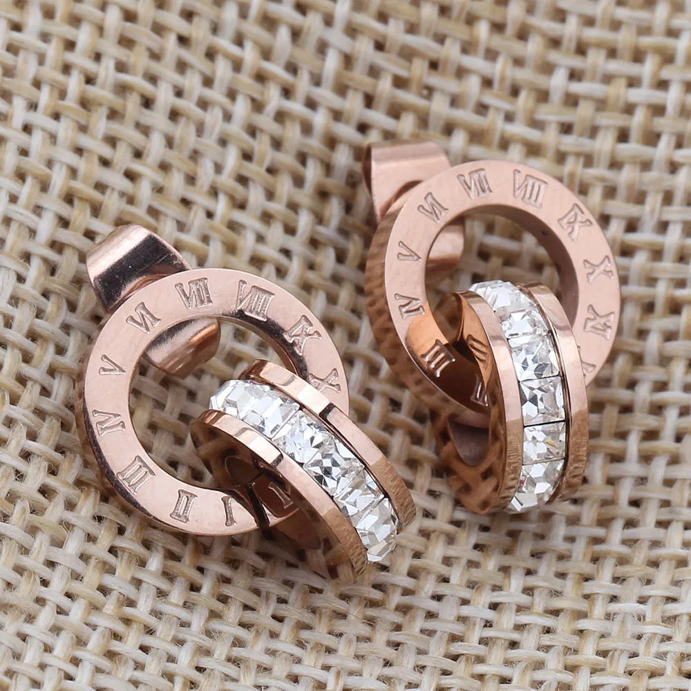 Женские серьги пусеты с римскими цифрами из нержавеющей стали 316L|brand stud earrings|fashion