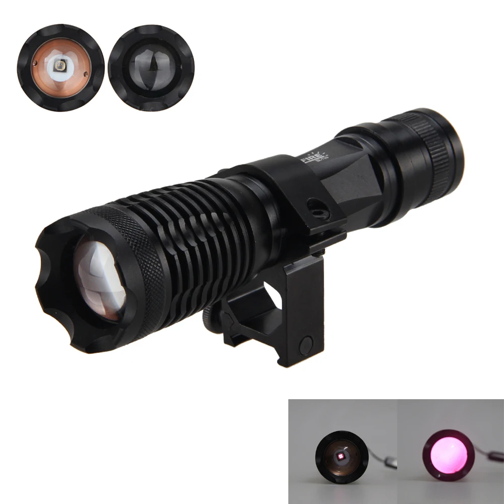 

5W Night Vision Adjustable Focus Infrared Flashlight Hunting Torch set+Gun Mount To be used with Night Vision Device