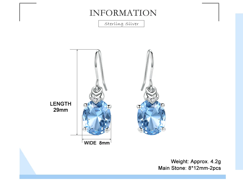 UMCHO Nano Blue Topaz, Серьги с драгоценными камнями для женщин, 925 пробы, серебряные, корейские серьги-капли, модные, вечерние, ювелирные изделия, Новинка