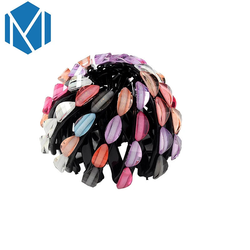 M MISM Women Bun Hair Maker Multi-Color Clips Rhinestone Bird Nest Holder Pearl Expanding Accessories Headwear | Украшения и