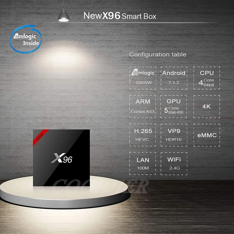 COOLJIER X96 Смарт ТВ приставка Android 7,1 wifi четырехъядерный ТВ приставка s905w 1 Гб 2 Гб ОЗУ 8 Гб 16 Гб ПЗУ 4K медиаплеер X96W телеприставка