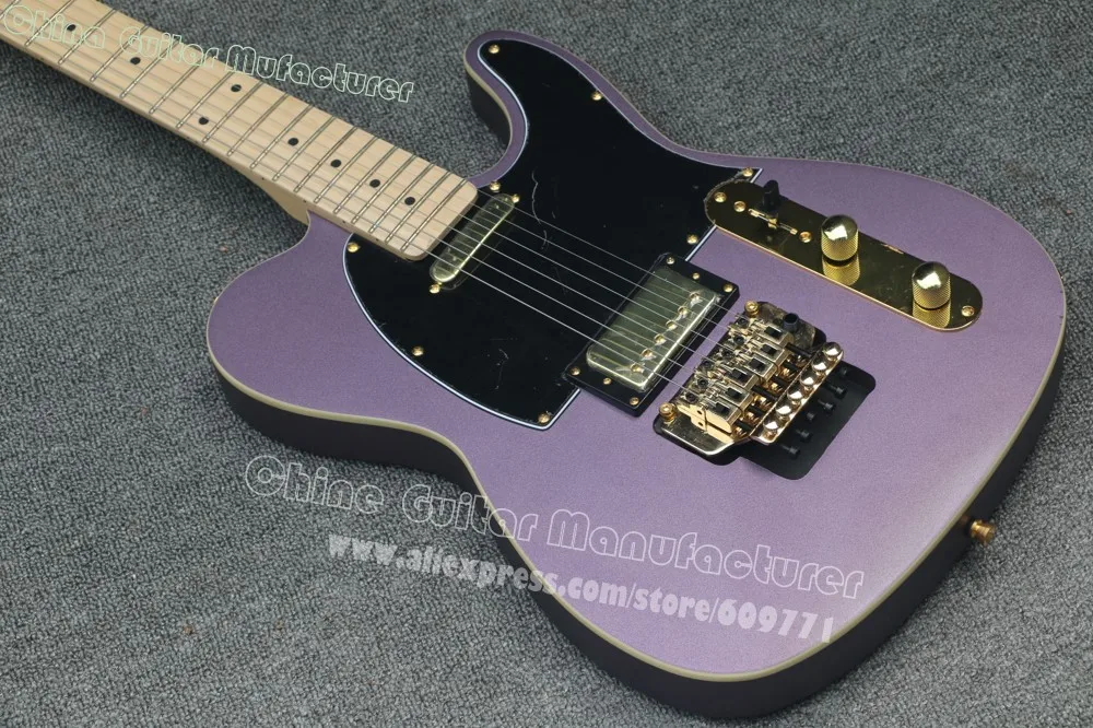 Высокое качество на заказ матовая фиолетовая Tele электрогитара двойная tremolo