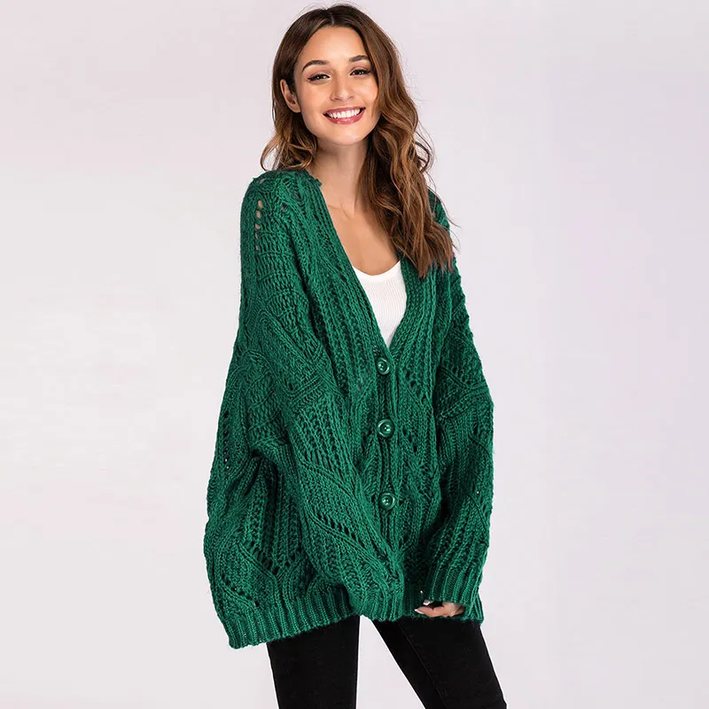 HDY Haoduoyi 2018 Winter Women Sweater Pink Thin Mesh V neck Cardigans Loose Casual Knitted Tops Single Button Open stitch lady |