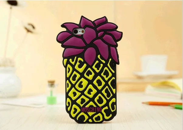 SGP Free Shipping New Arrival 3D Silicon Pineapple Design Case For iPhone 5 5PCS/LOT |