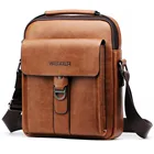 Сумка-мессенджер мужская кожаная, коричневая, деловая, повседневная, небольшая