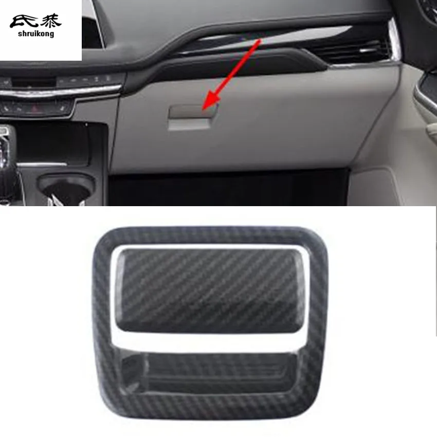 

2pcs/Lot Car Sticker ABS Carbon Finber Grain Passenger Side Glove Box Switch Decoration Cover For 2018 Cadillac XT4
