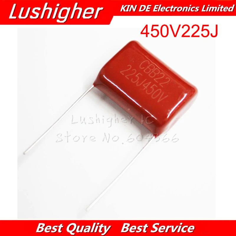 10 шт. 450V225J 2 мкФ шаг 20 мм 225 450 в 225J 225J450V CBB полипропиленовый пленочный