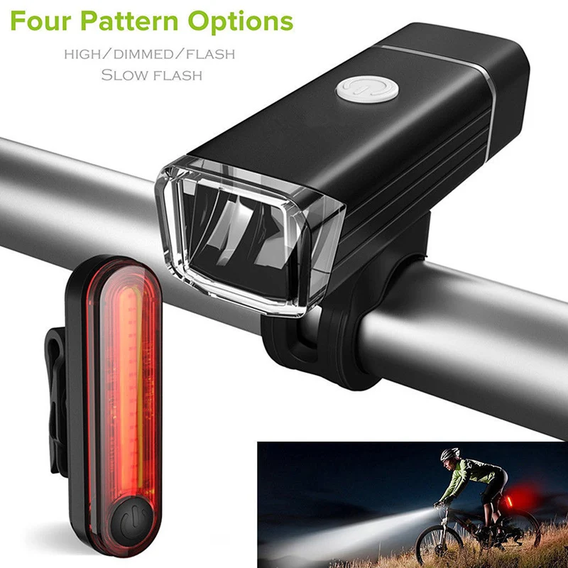 Bike Bicycle Lights USB LED Rechargeable Set Mountain Cycle Front Back Headlight | Спорт и развлечения