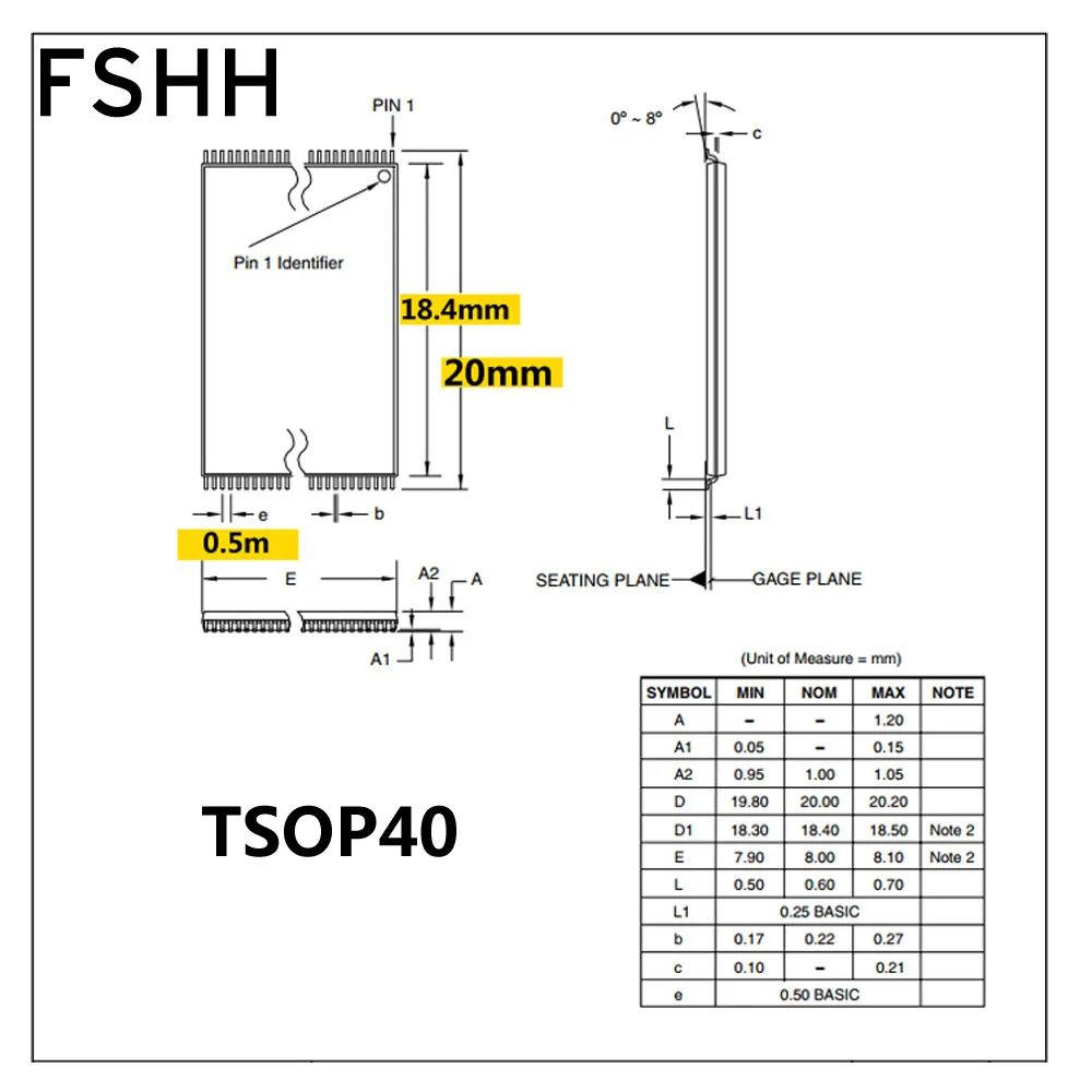 TSOP40  DIP40,    TSOP40 = 0, 5