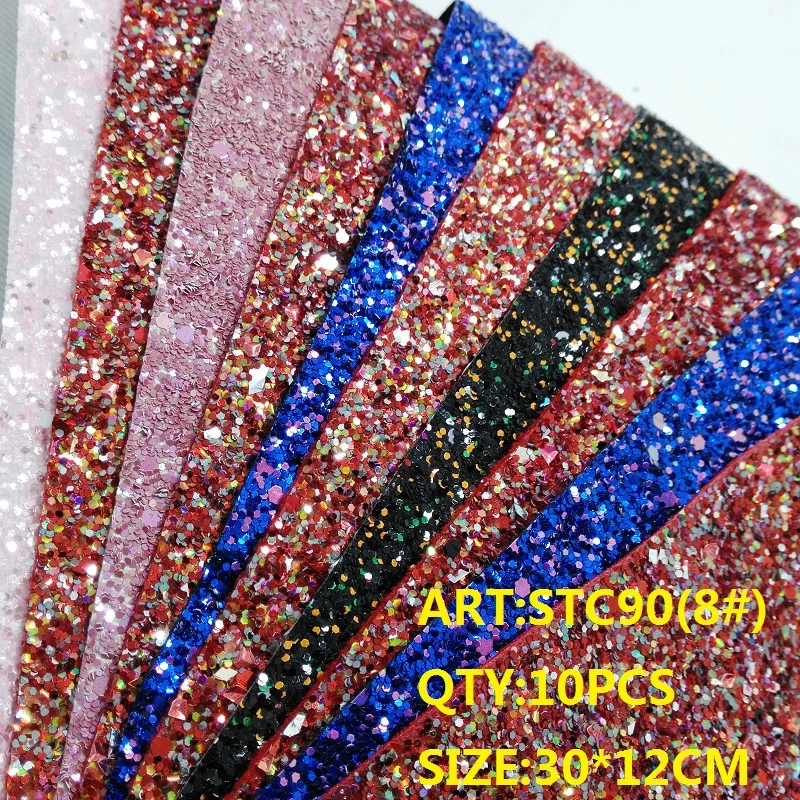 Прозрачный запас 1 комплект(10 шт.) 30X12 см Alisa Glitter Cuero Sintetico блестящая кожа для DIY аксессуары для волос ремесло STC90