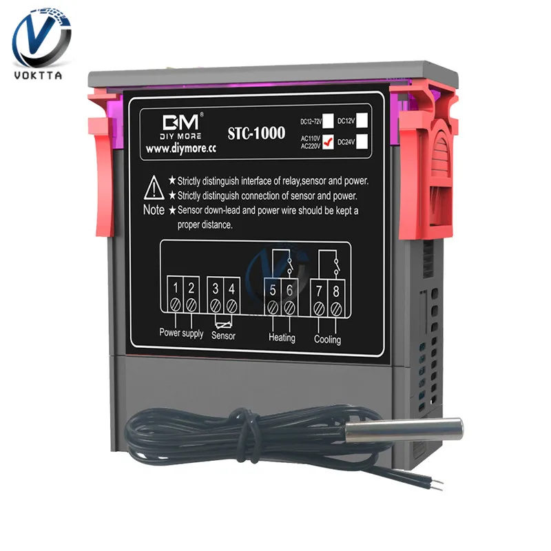 STC-1000 AC 110V 220V 10A светодиодный цифровой регулятор температуры Терморегулятор термостат инкубатор с нагревателем и охладителем-50-110