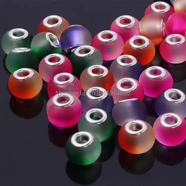 11*15 мм Разноцветные стеклянные бусины из стерлингового серебра с большим