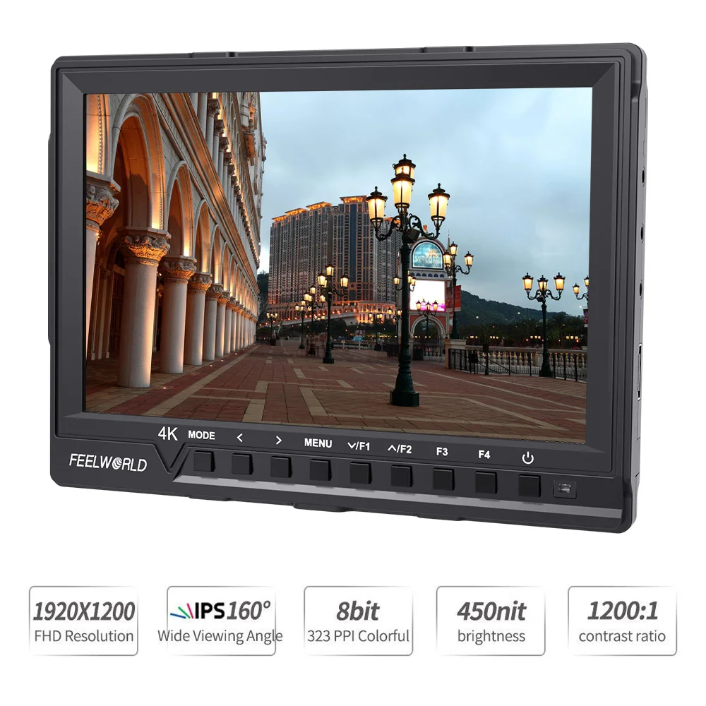 Verkaufen FEELWORLD FW760 7 Inch Kamera Feld Monitor 4K HDMI DSLR Video Unterstützen Full HD 1920x1200 IPS Bildschirm 1200:1 Hohe Kontrast Display