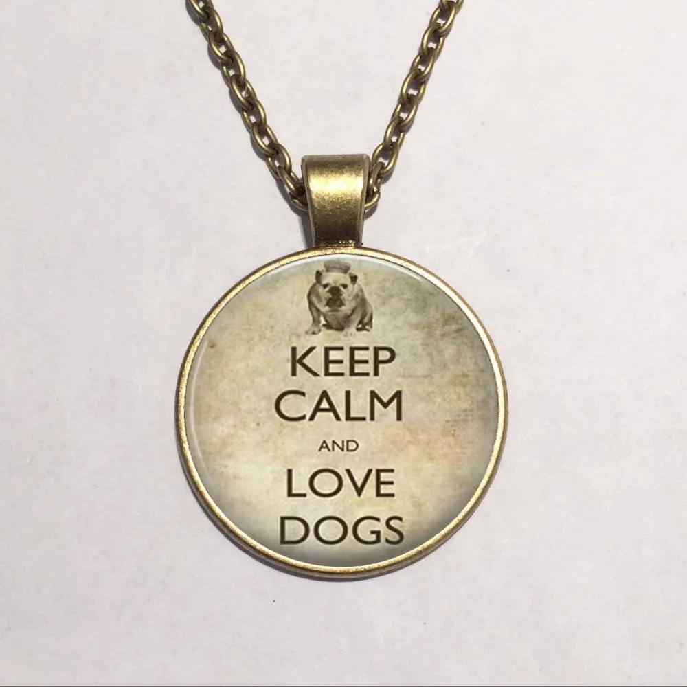 Оптовая продажа ожерелье из круглого стекла подвеска с надписью Keep Calm and Love
