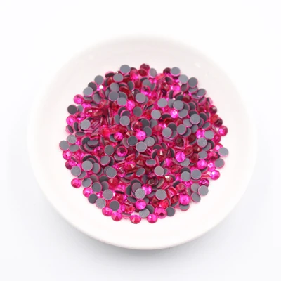 Pink Блестящие розовые стразы с горячей фиксацией, стразы для одежды красного цвета SS6 SS10 SS16 SS20 SS30 стекло кристалл AB исправление камня - Цвет: Pink